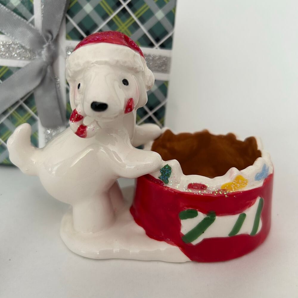 Yankee Candle Snow Pup Dog Tea-light‎ Ceramic Holder-Christmas !!With Gift Box!!